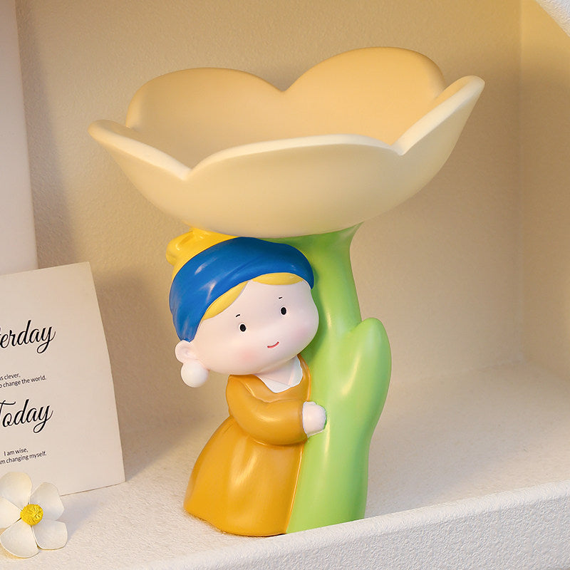 Girl with a Pearl Earring Tulip Tray, Resin Art Storage Decor