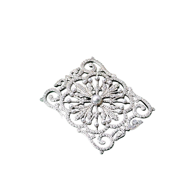 Luxury Filigree Flower Brooch with Pearls & Zircon, Elegant Pin for Suits & Dresses