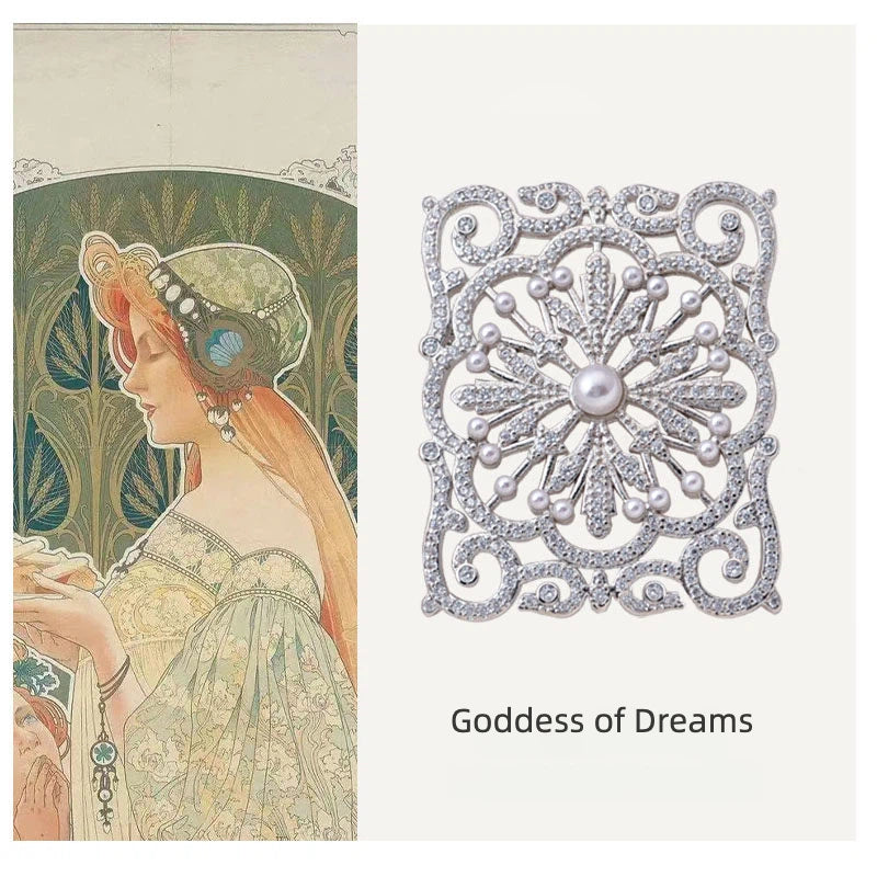 Luxury Filigree Flower Brooch with Pearls & Zircon, Elegant Pin for Suits & Dresses
