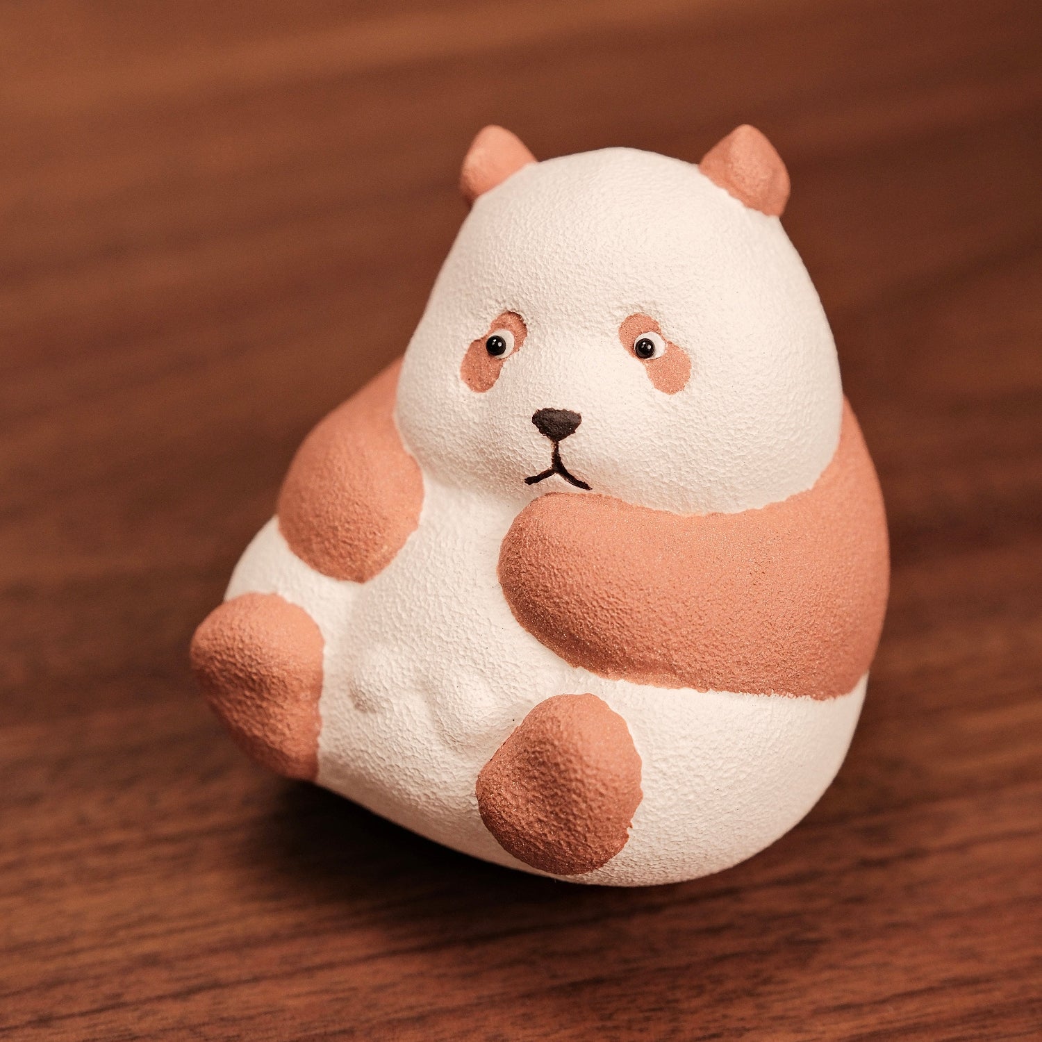 Handmade Original Purple Clay Cute Panda Figurine, Huahua