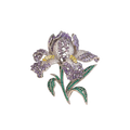 Luxury Purple Iris Flower Brooch with Austrian Crystal & Zircon
