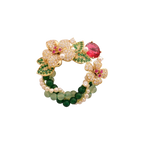 Monet Inspired Wreath Brooch with Natural Pearls & Agate, Vintage Floral Pin for Women