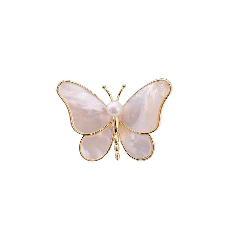 Exquisite 'Cocoon to Butterfly' Brooch with Natural Sea Shell, Luxury Butterfly Pin