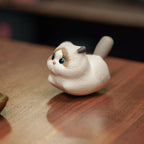 Handmade Miniature Purple Clay Cat Figurine