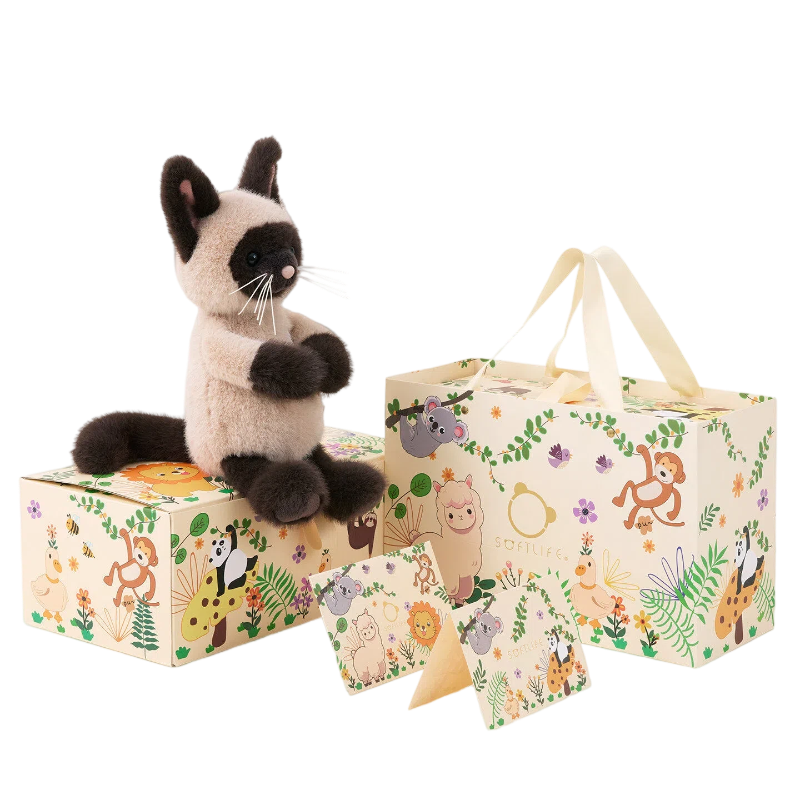 Soft Brown Siamese Cat Plush Toy