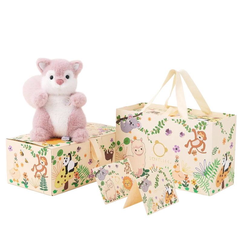 Pink Fluffy Squirrel Plush Toy