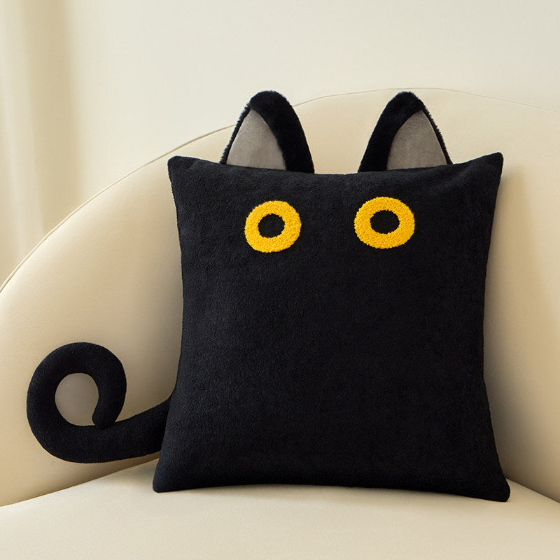 Cute Creative Black Cat Plush Throw Pillow