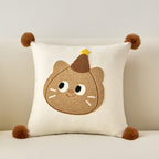 Cute Cartoon Cat Embroidered Throw Pillow