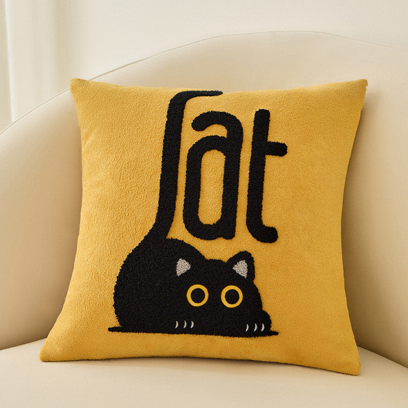Cute Creative Black Cat Plush Throw Pillow