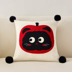 Cute Cartoon Cat Embroidered Throw Pillow