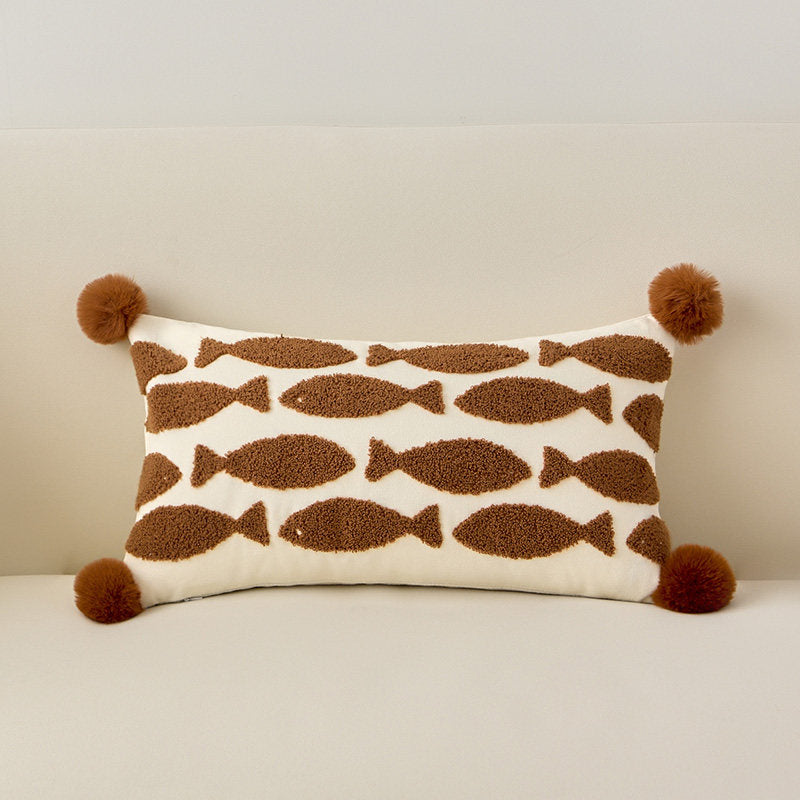 Cute Cartoon Cat Embroidered Throw Pillow