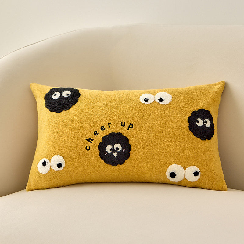 Cute Cartoon Cat Embroidered Throw Pillow