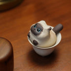 Handmade Miniature Purple Clay Cat Figurine