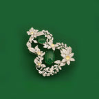 Unique Gourd Brooch with Green Agate & Zircon