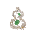 Unique Gourd Brooch with Green Agate & Zircon