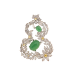 Unique Gourd Brooch with Green Agate & Zircon