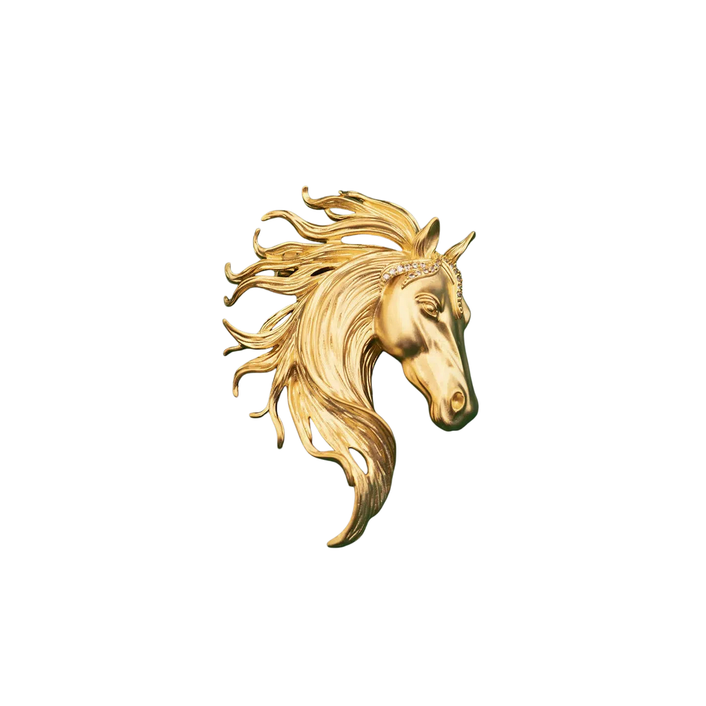 Vintage Knight Spirit Horse Head Brooch, Elegant Power Totem Pin