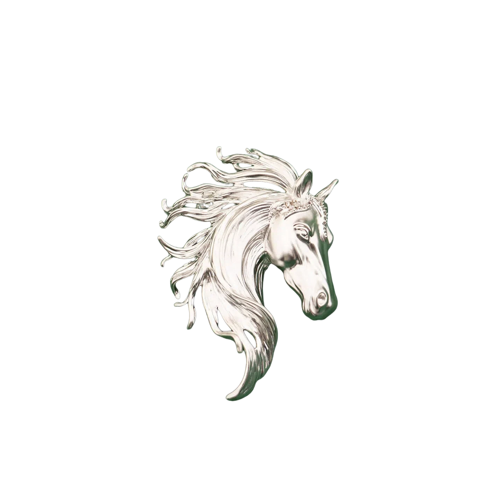 Vintage Knight Spirit Horse Head Brooch, Elegant Power Totem Pin