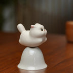 Handmade Miniature Purple Clay Cat Figurine