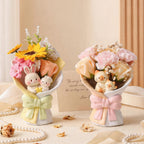Creative Artificial Bouquet Figurine, Cat & Bunny Resin Flower Decor
