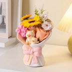 Creative Artificial Bouquet Figurine, Cat & Bunny Resin Flower Decor