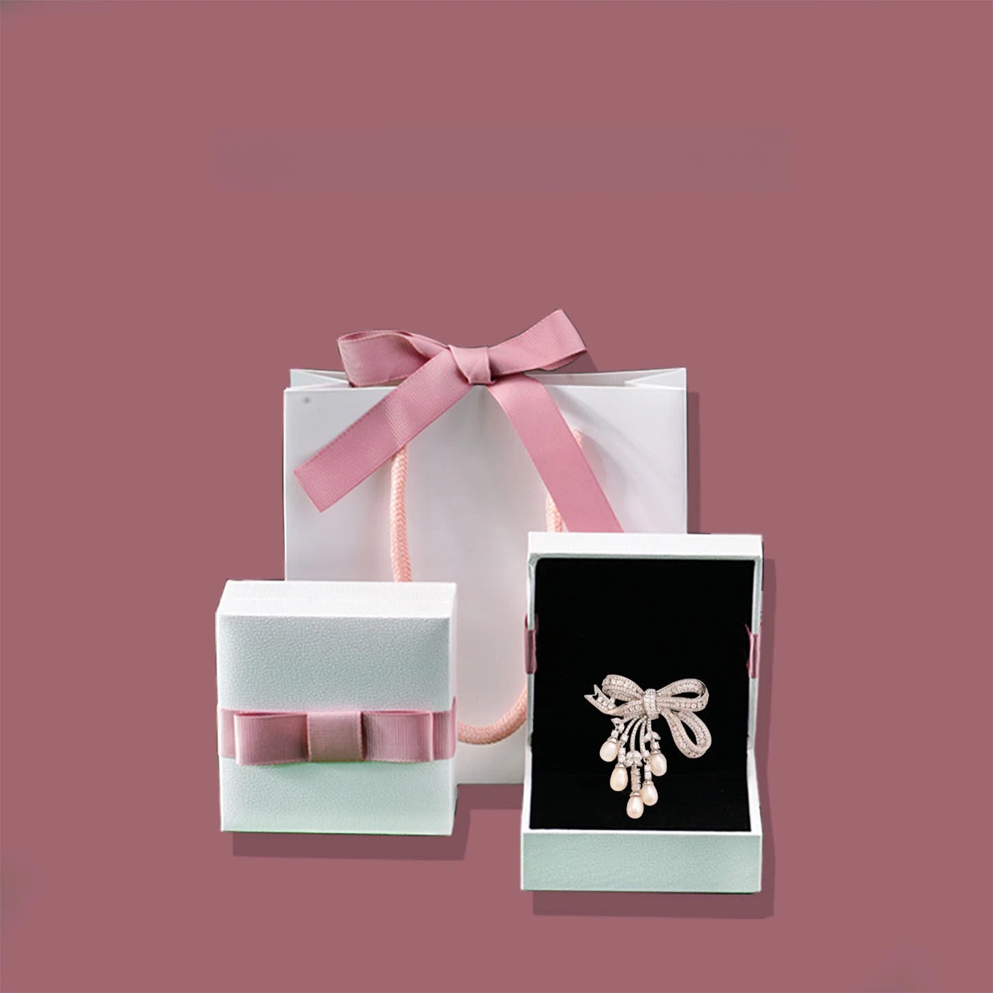 Elegant French Style Bow Brooch with Natural Pearls & Zircon