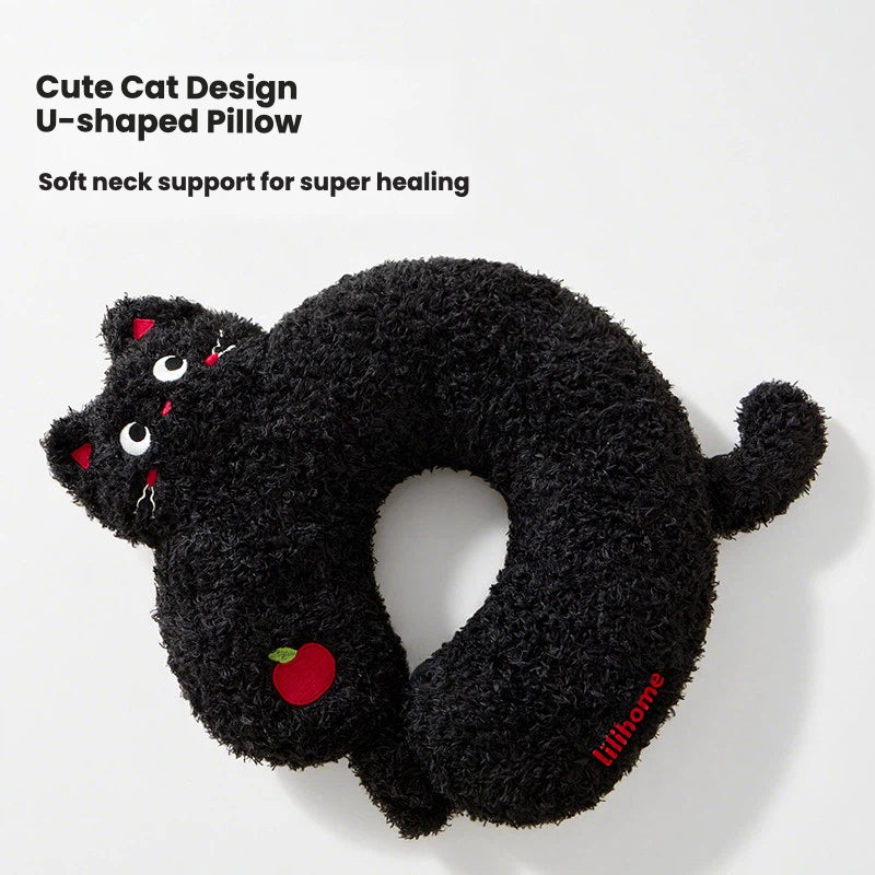 Creative Cute Black Cat U-Shaped Neck Pillow