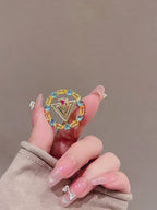 Crystal Circle and Triangle Brooch Pin - Geometric Gift product video