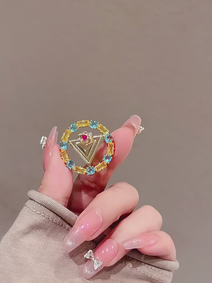 Crystal Circle and Triangle Brooch Pin - Geometric Gift product video