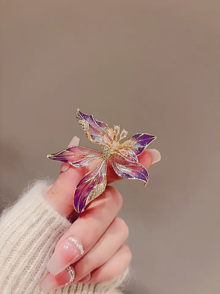 Crystal Iris Flower Brooch - Floral Gift product video