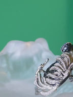 Elegant Black Swan Brooch with Austrian Crystals