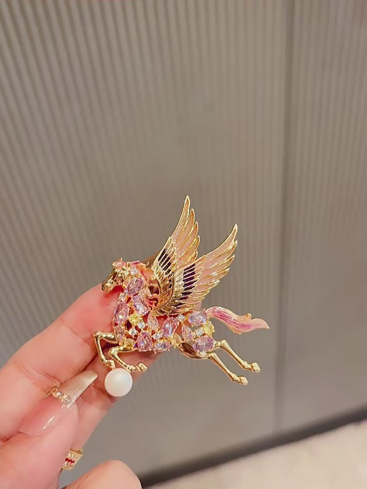 Crystal Pegasus Horse Brooch - Animal Gift product video