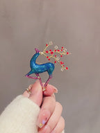 Iridescent Deer Brooch - Floral Woodland Pin for Gifts product video