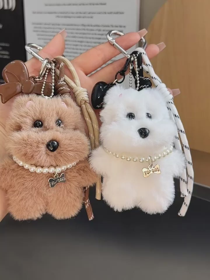 Puppy Fur Bag Charm - short product video showing the puppy accessory