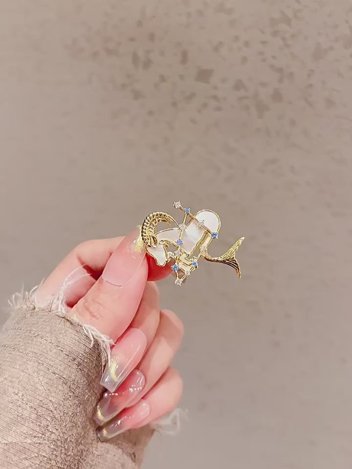 White Aries Zodiac Brooch - Zodiac Gift product video