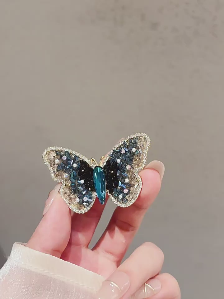 Clear Crystal Butterfly Brooch - 5.8 cm Light Wing Detail product video