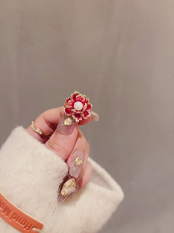 Pearl Peony Brooch Pin - Floral Gift product video