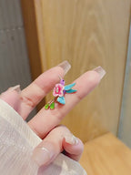 Mini Hummingbird with Flower Brooch Pin - Bird Gift product video