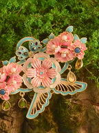 Pink Paper Kite Brooch with Peony Design