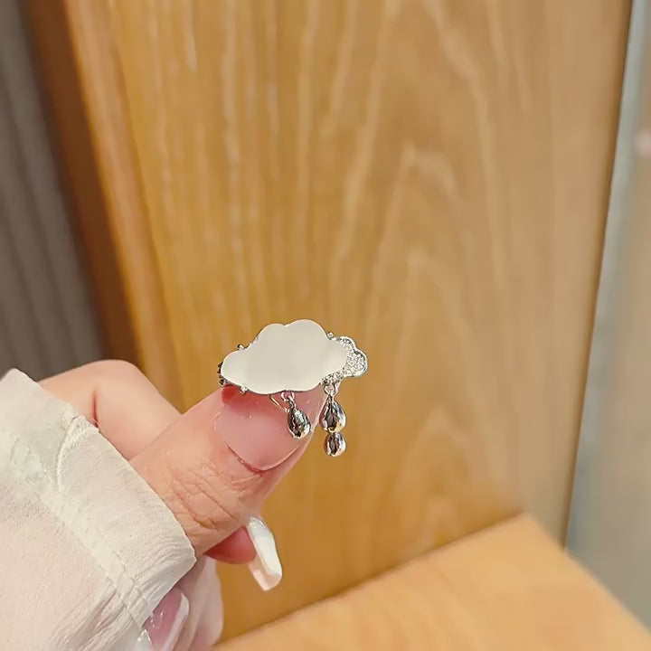 Mini Cloud and Raindrop Brooch Pin - Weather Gift product video